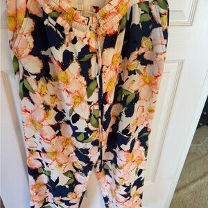 J. Crew Floral Track Pants - Navy and Pink